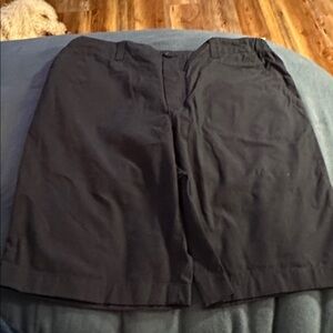 Lands' End Girl’s Navy Bermuda Flat Front Shorts with elastic waist